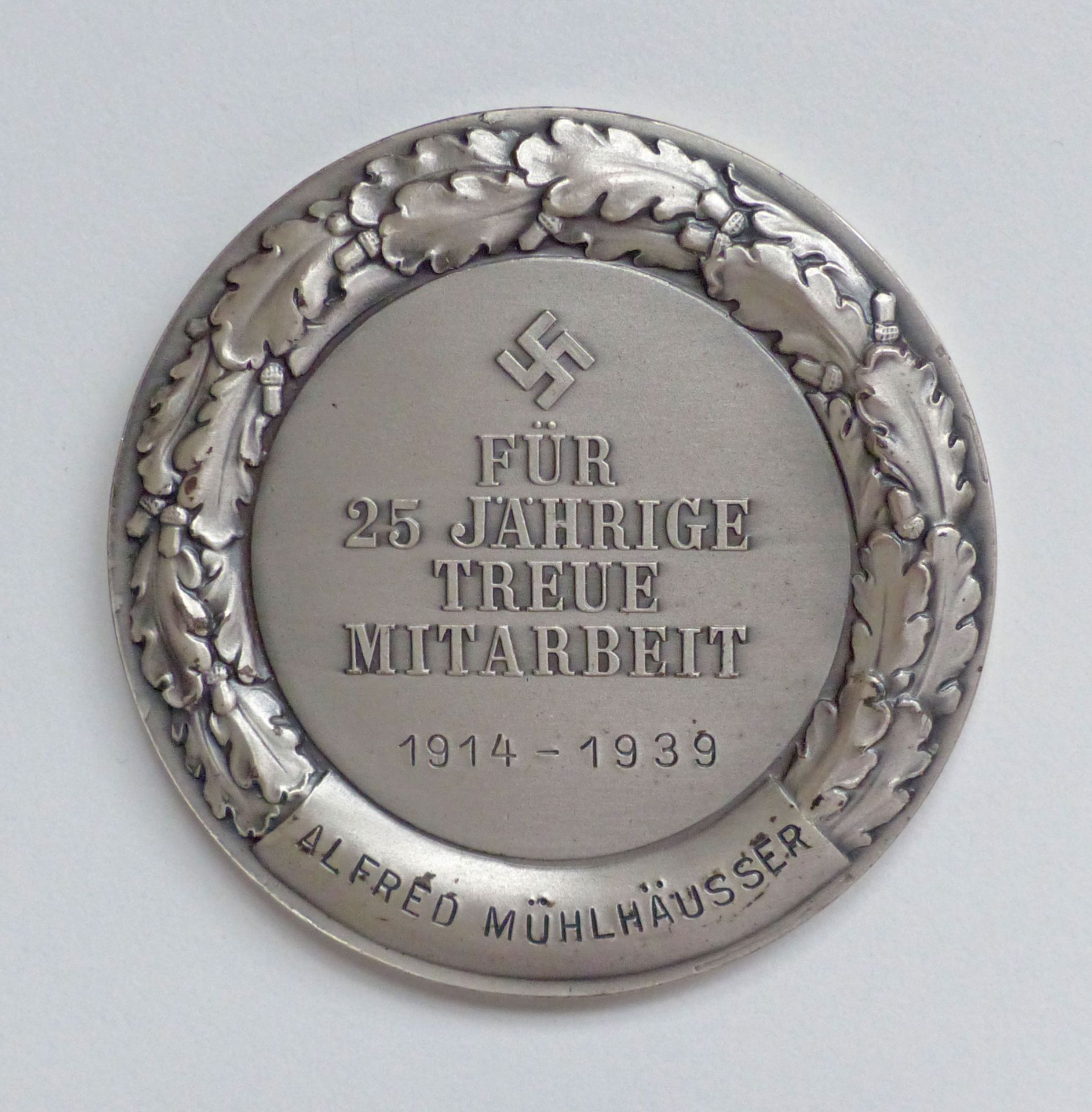 WK II Orden Verdienst Medaille (Silber 800er, 82g.) für 25 jährige treue Mitarbeit bei der Deutschen