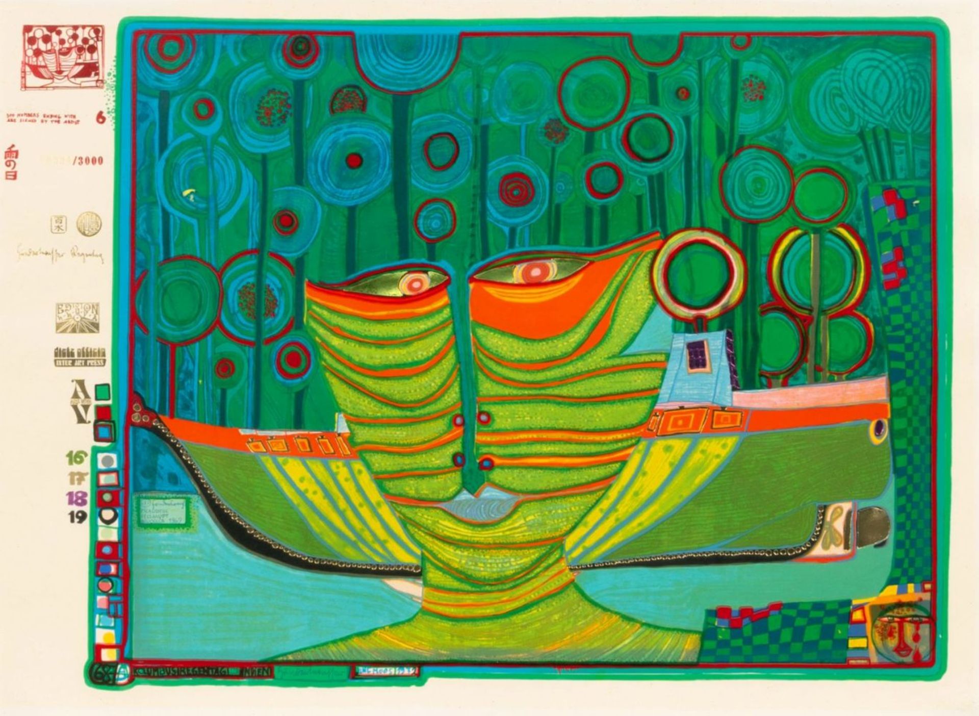 Friedensreich Hundertwasser (Wien 1928 - vor Australien 2000). Kolumbus Regentag in Indien.