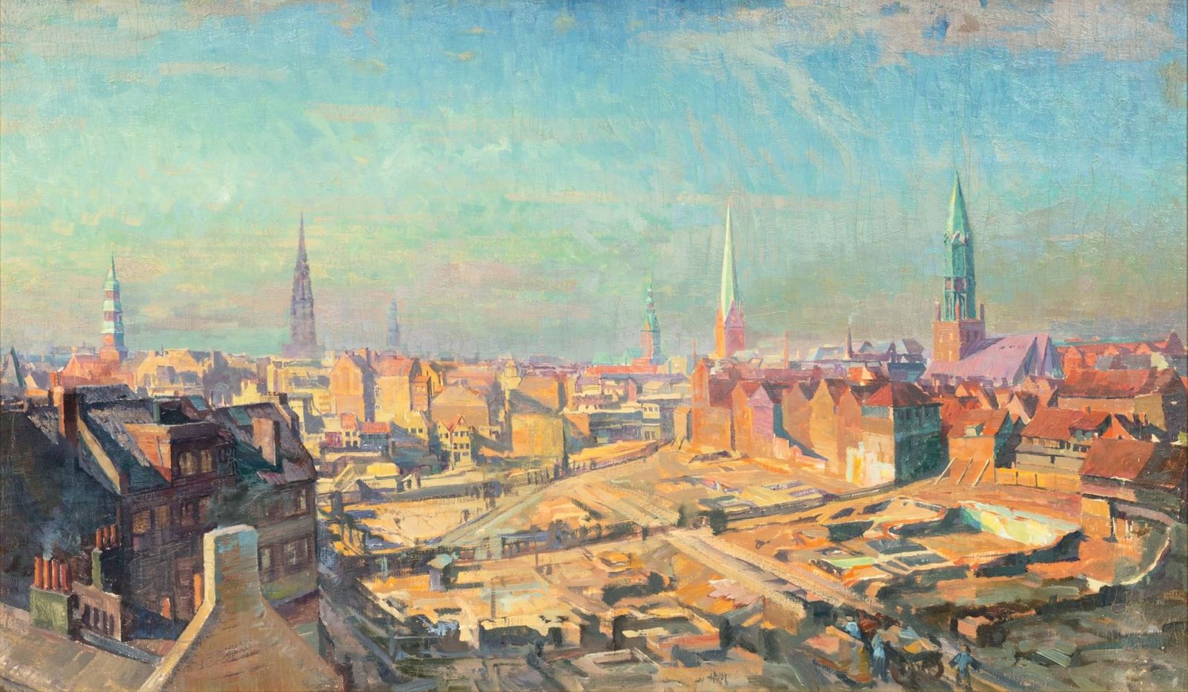 Steinbach, Eduard (Hamburg 1878 - Hamburg 1939). Panoramic View of Hamburg.