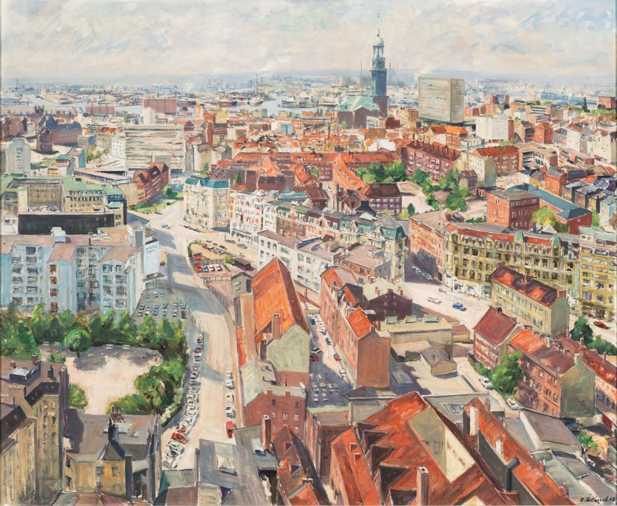 Wessel, Erich (Hamburg 1906 - Hamburg 1985). View from the Unilever House to the South.