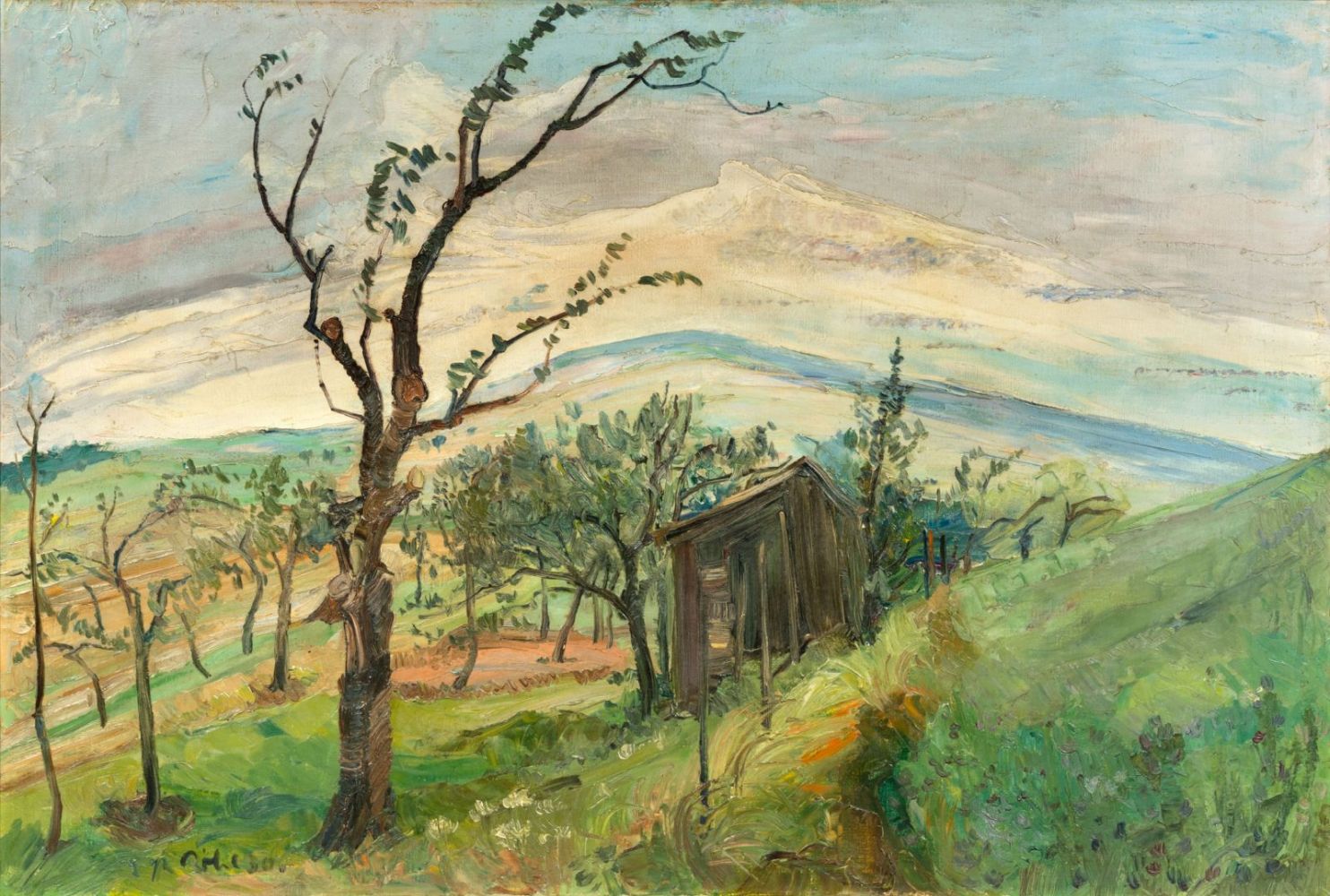 Röhl, Karl Peter (Kiel 1890 - Kiel 1975). Hilly Landscape.