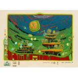 Friedensreich Hundertwasser (Wien 1928 - vor Australien 2000). Die Häuser hängen unter den Wiesen.