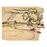 Christian Rohlfs (Niendorf/Holstein 1849 - Hagen/Westfalen 1938). Landschaft mit Regenguss und Reite