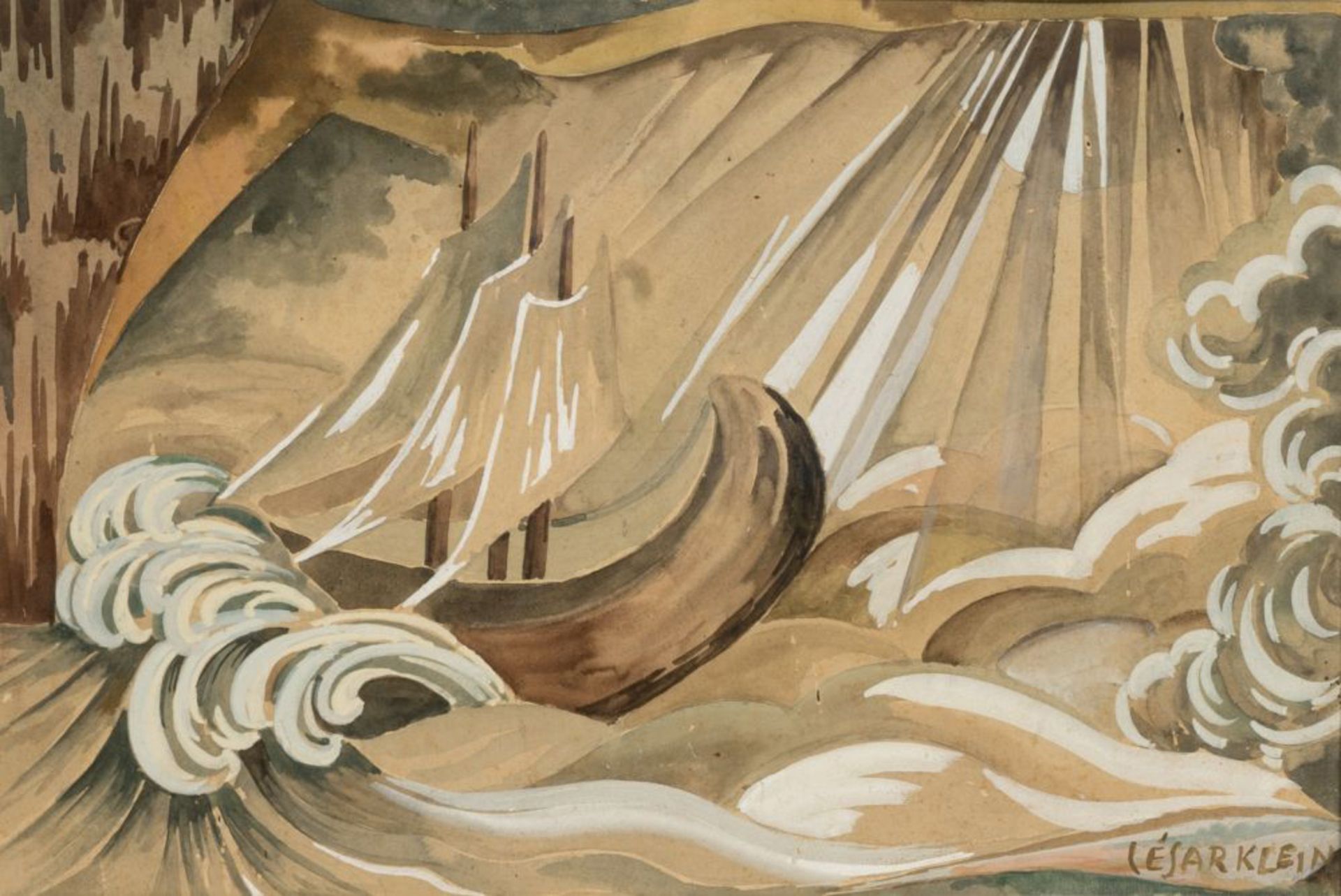 Klein, César (Hamburg 1876 - Lübeck 1954). Ship amongst Waves.