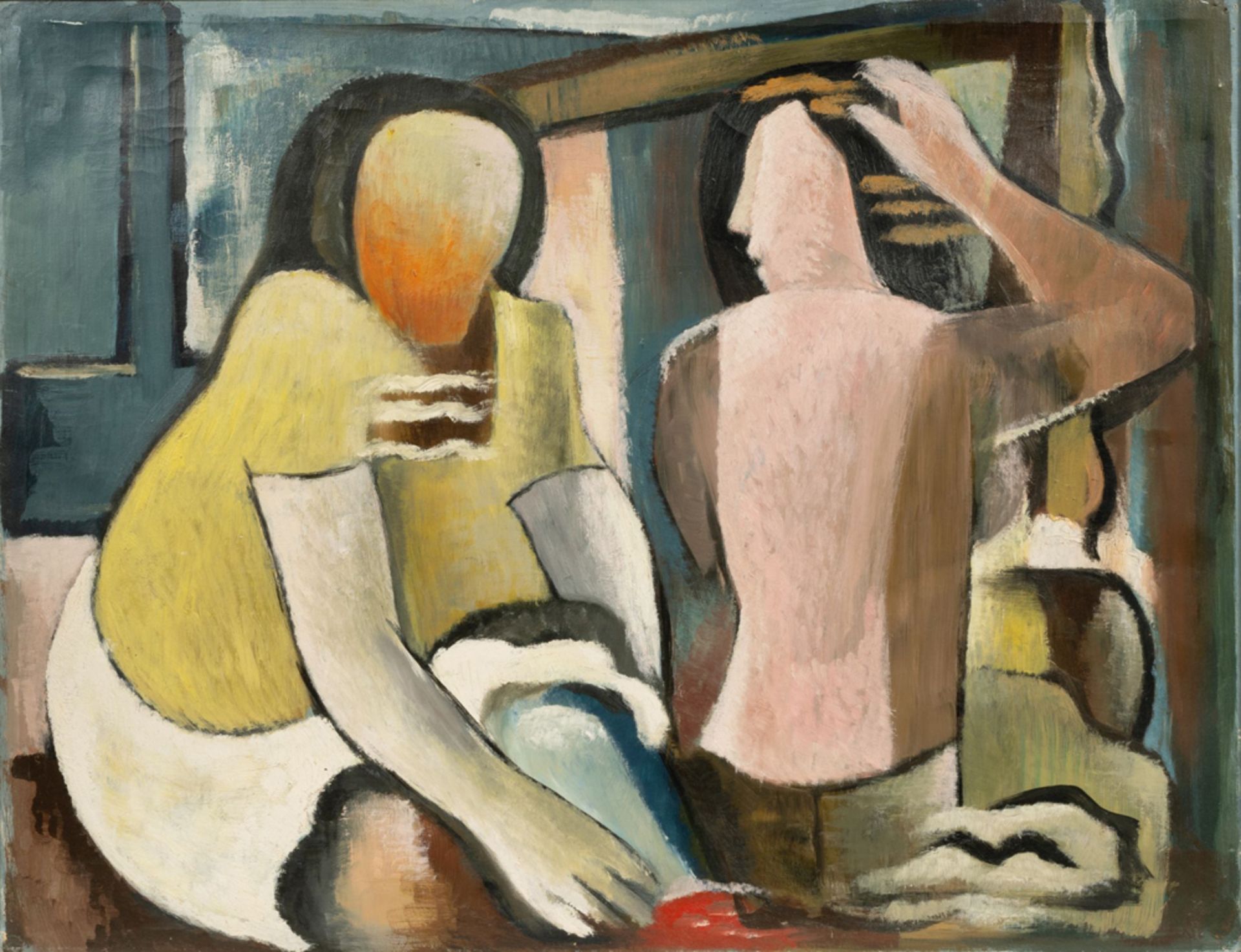 Schultze-Froitzheim, Hannes (Wuppertal-Elberfeld 1904 - Kiel 1995). Two Women in the Studio.