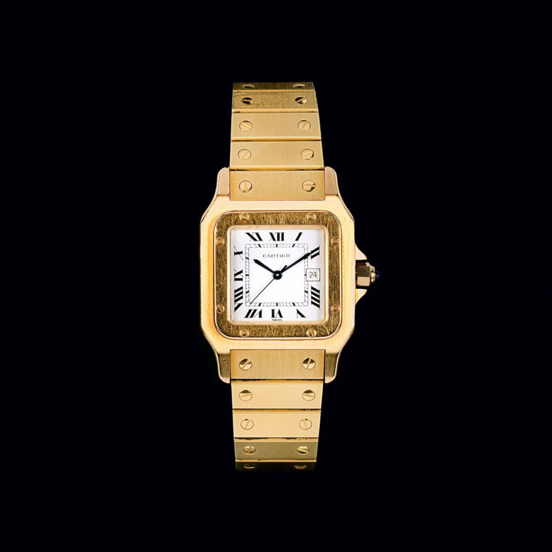 Cartier. Herren-Armbanduhr 'Santos Galbée' mit Datumsfenster.