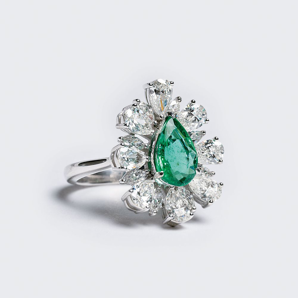 A Natural Emerald Diamond Ring.