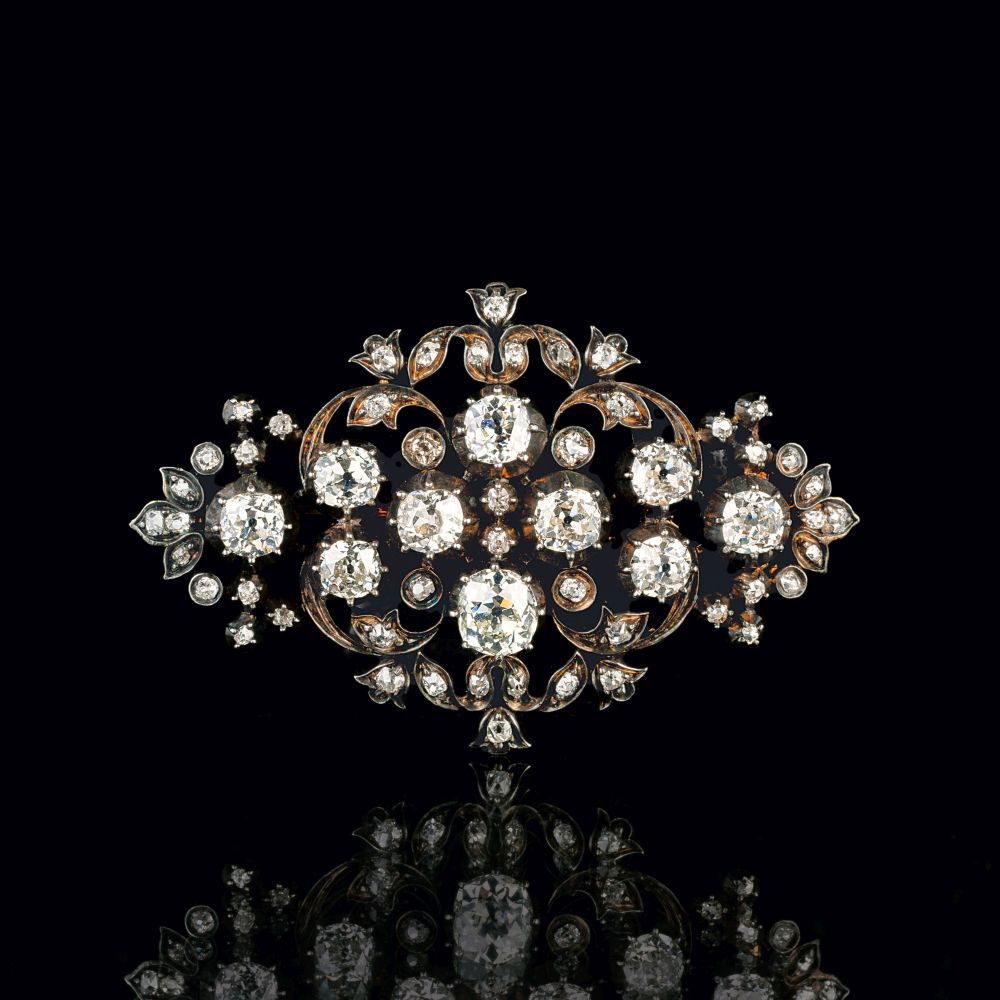 A highcarate Fin de Siècle Diamond Brooch.