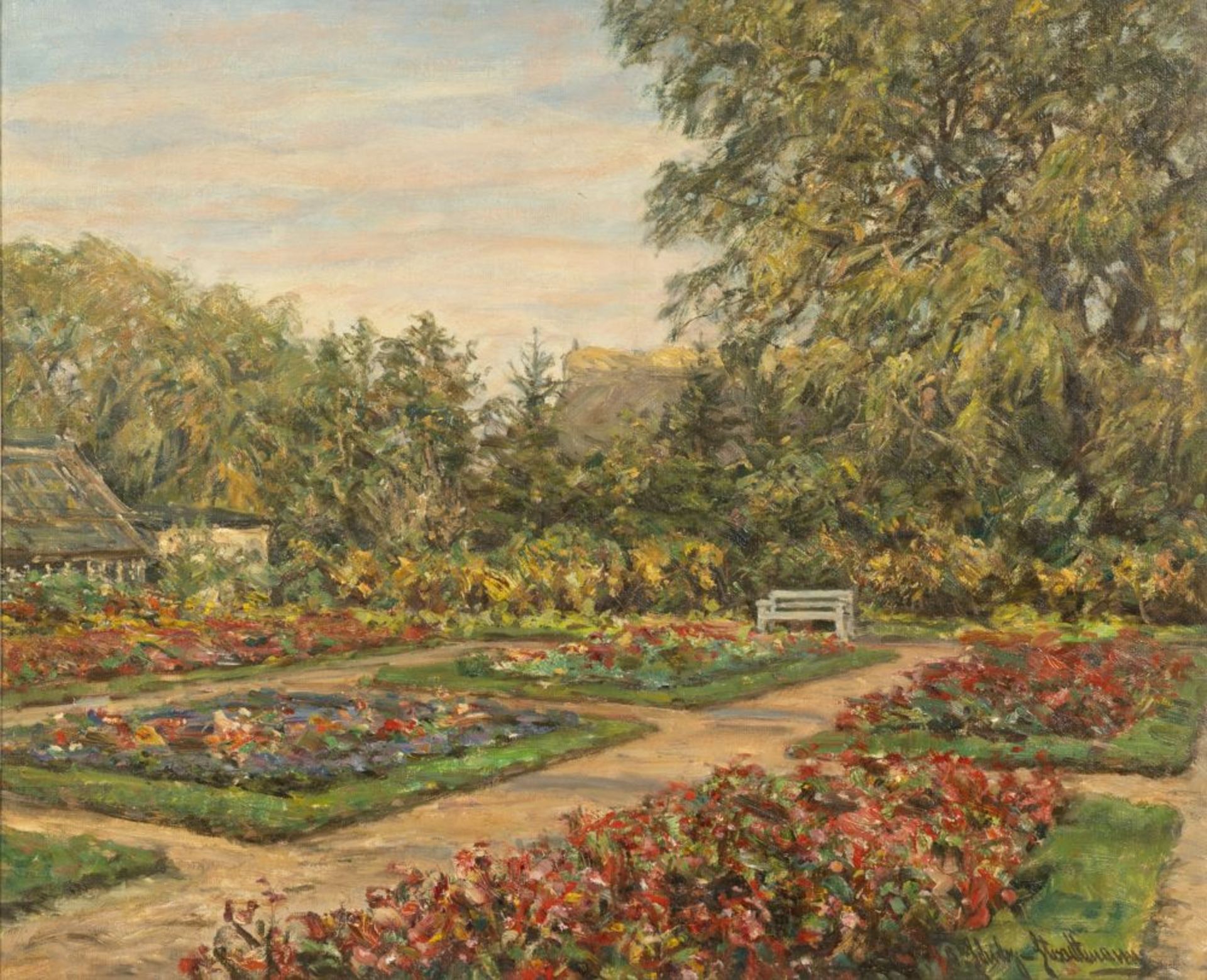 Schulz-Stradtmann, Otto (Hamburg 1892 - Hamburg 1960). Blossoming Garden.