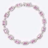 Elegantes Pink-Saphir-Armband mit Brillant-Besatz.