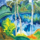 Fritz Schaefler (Eschau 1888 - Köln 1954). Waldsee am Abend.