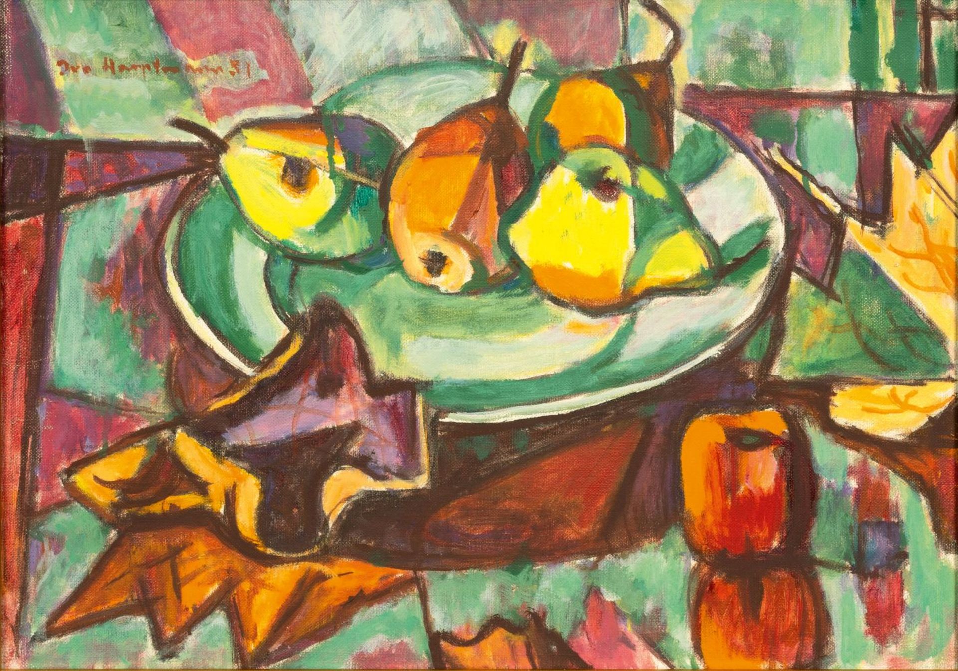 Hauptmann, Ivo (Erkner 1886 - Hamburg 1973). Pears on a Plate.