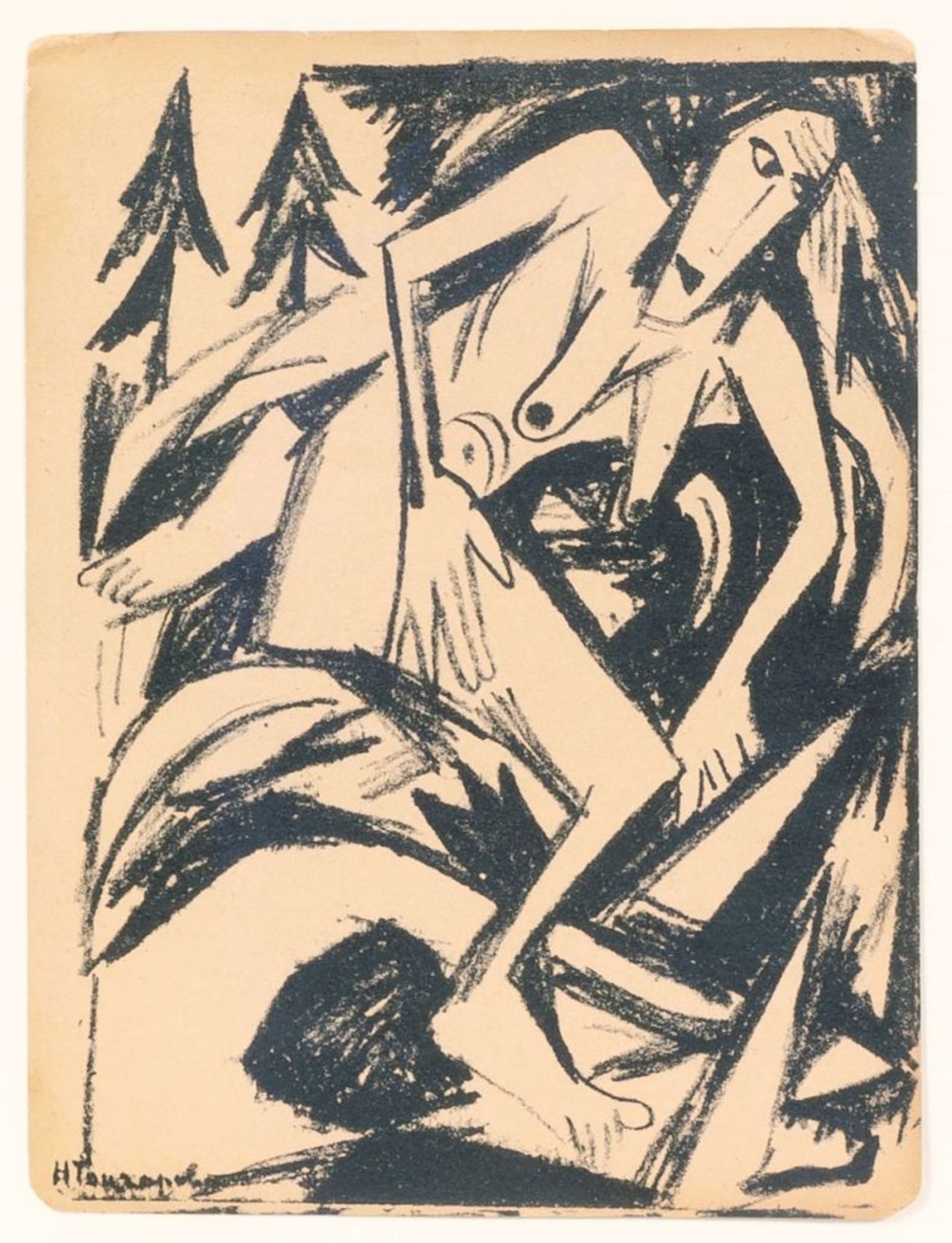 Goncharova, Natalia (Ladyzhino 1881 - Paris 1962). Illustration from Aleksei Kruchenykh's 'Two Poems