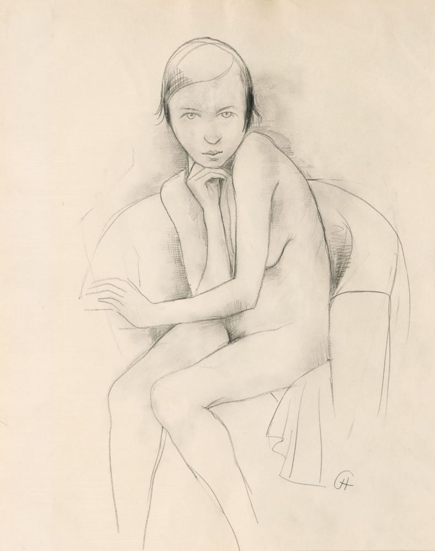 Hofer, Carl (Karlsruhe 1878 - Berlin 1955). Sitting Girl.