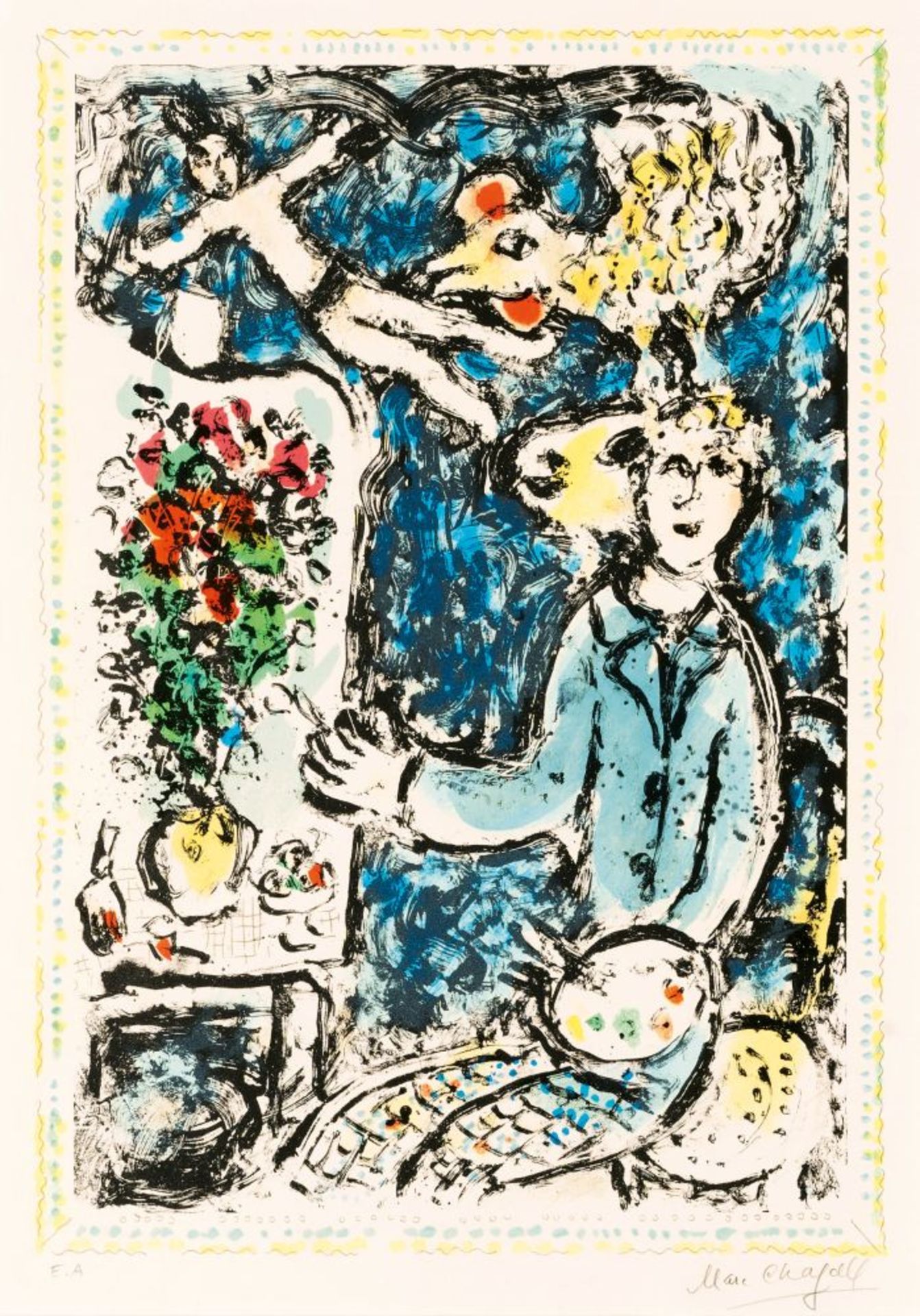 Marc Chagall (Witebsk 1887 - St.-Paul-de-Vence 1985). L'Atelier bleu.