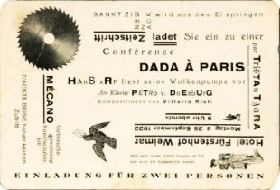 Doesburg, Theo van (Utrecht 1883 - Davos 1931). Conférence Dada à Paris, Weimar 25. September 1922.