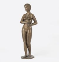 Riesen, Adolf (1908 - 1982). A Standing Female Nude with Pearl Chain.