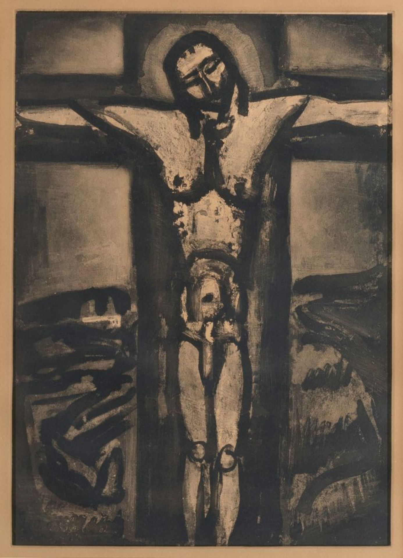 Georges Rouault (Paris 1871 - Paris 1956). Sous un Jésus en croix oublié là.