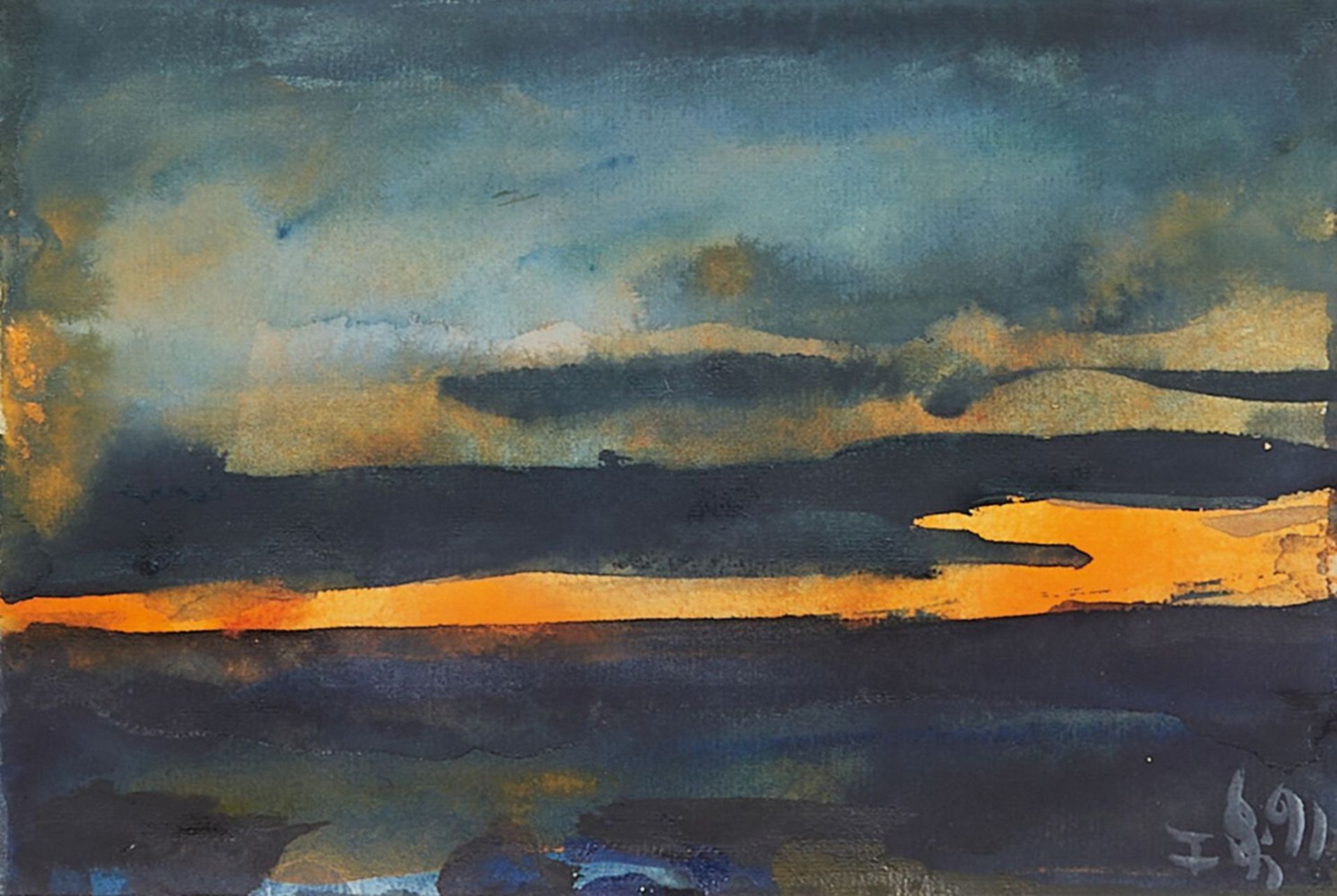 Klaus Fußmann (Velbert 1938). Sonnenuntergang.