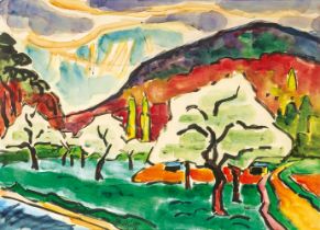 Schmidt-Rottluff, Karl (Rottluff 1884 - Berlin 1976). Blossoming Trees.