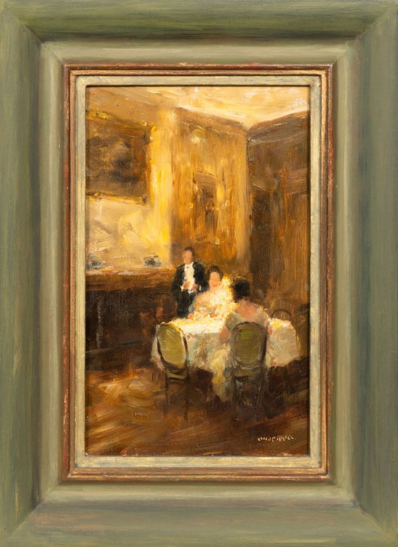 Otto Pippel (Lodz 1878 - Planegg 1960). Diner bei Kerzenschein. - Bild 2 aus 2
