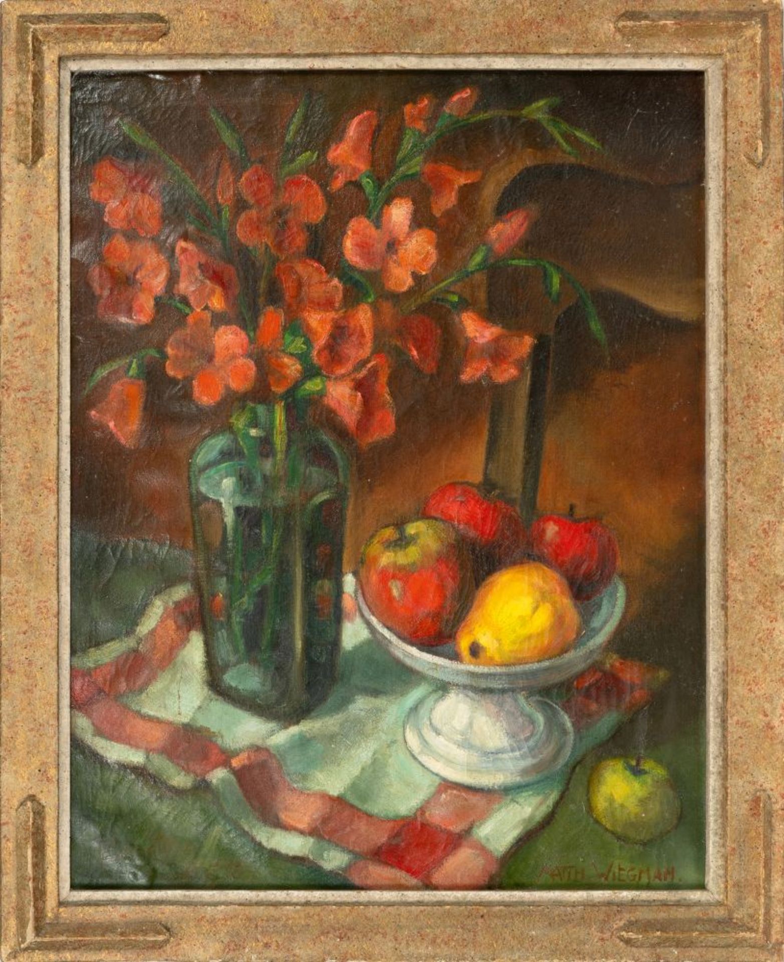 Matthieu Wiegman (Zwolle 1886 - Bergen 1971). Stilleben mit Blumen und Früchten. - Bild 2 aus 2