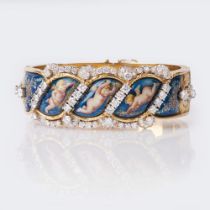 A rare Diamond Enamel Bangle Bracelet.