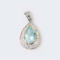 A large Aquamarine Diamond Pendant.