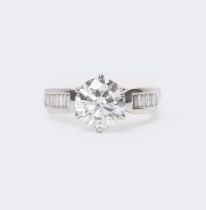 A highcarat, white Solitaire Diamond Ring.