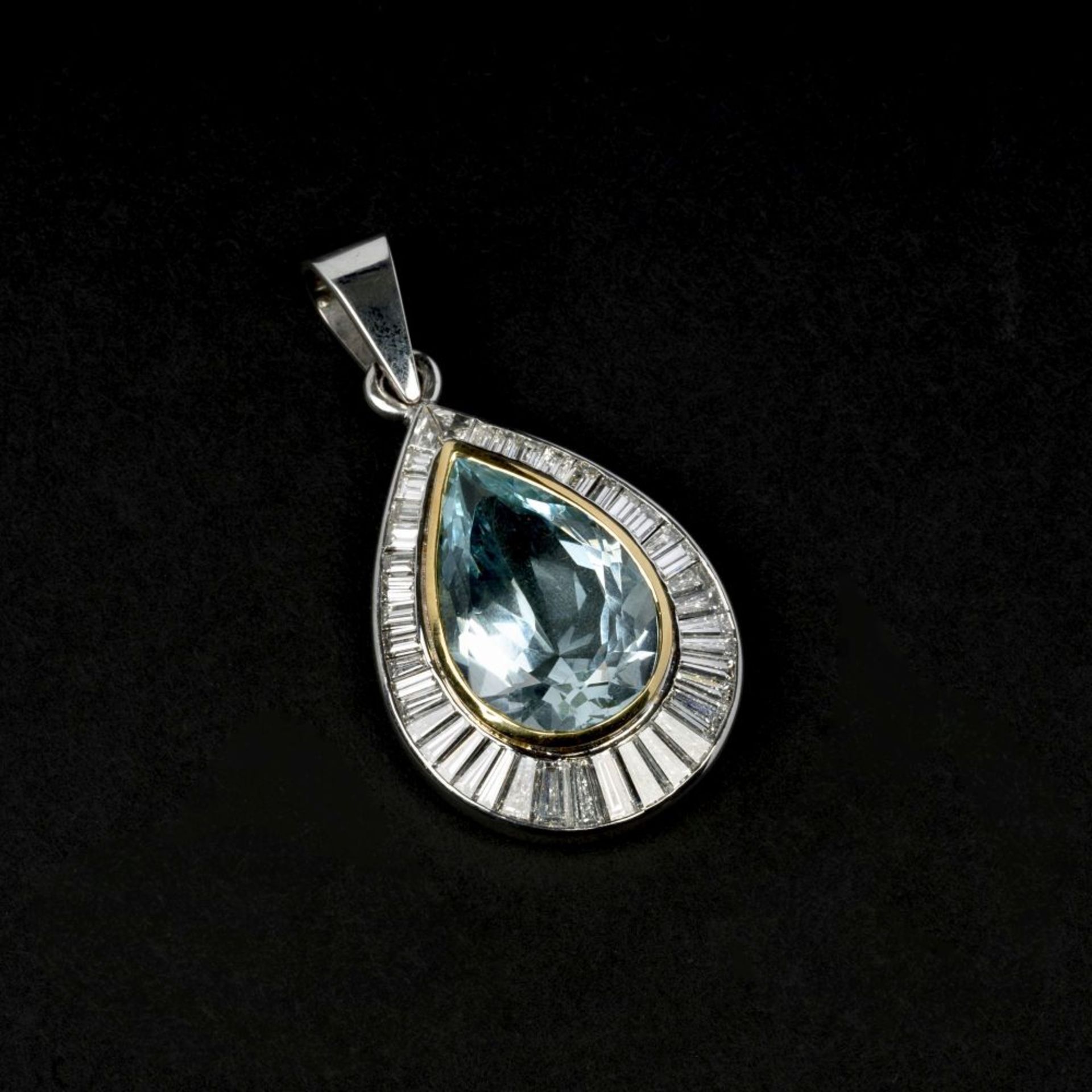 A large Aquamarine Diamond Pendant. - Image 2 of 2