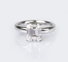 A highcarat Emerald Cut Solitaire Diamond Ring.