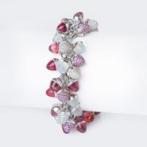 Tamara Comolli. A 'Mikado Flamenco' Gold Bracelet with Pink Sapphires, Diamonds and Pink-Tourmaines.