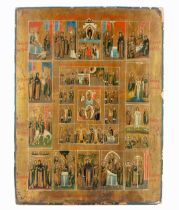 A RUSSIAN "SCENES FROM THE LIFE OF CHRIST" ICON, 19TH CENTURY