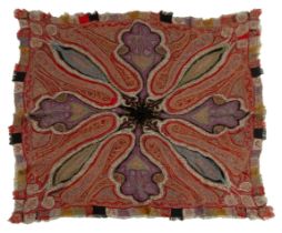 A KASHMIR HAND EMBROIDERED PIECED PAISLEY SHAWL, EARLY 19TH CENTURY