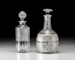 TWO CUT-GLASS DECANTERS, EARLY 19TH CENTURY