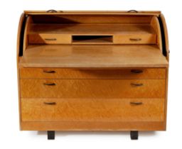 A BURR WALNUT CYLINDER BUREAU, DESIGNED BY GIOVANNO OFFREDI, MANUFACTURED BY SAPORITI