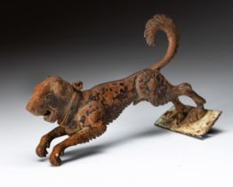 A SMALL CAST-IRON WEATHERVANE FIGURE OF A DOG