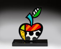 ROMERO BRITTO (BRAZILIAN 1963- ): A RESIN SCULPTURE OF AN APPLE