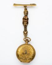 A LADY'S OPEN-FACED FOB WATCH