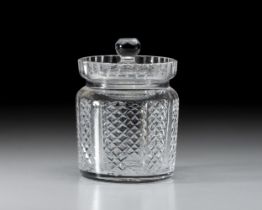 A WATERFORD CRYSTAL 'HIBERNIA' PATTERN BISCUIT BARREL