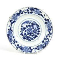 A BLUE AND WHITE DELFT PLATE