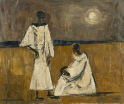 Maurice Charles Louis van Essche (South African 1906 - 1977) TWO FIGURES AND THE MOON