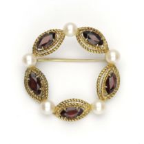 PEARL AND GARNET BROOCH