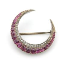 A RUBY AND DIAMOND BROOCH