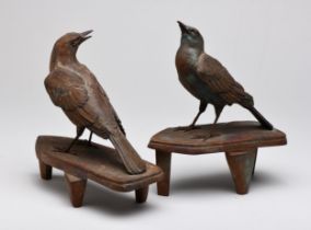 TWO BRONZE FIGURES OF STARLINGS, 2010