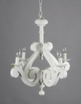 A WHITE-PAINTED FOUR-LIGHT CHANDELIER