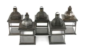 A SET OF FIVE CANDLE LANTERNS