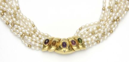 A GEMSTONE PEARL NECKLACE