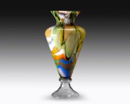 A MONUMENTAL ITALIAN GLASS PEDESTAL VASE, 20TH CENTURY