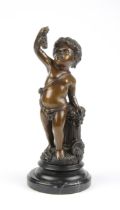 A BRONZE FIGURE OF A BACCHANALIAN CHERUB